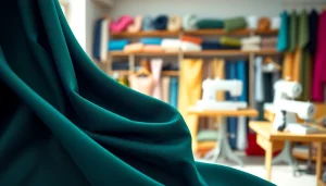 Punta di Roma stof prachtig gedrapeerd in een textielatelier met rijke kleuren en texturen.