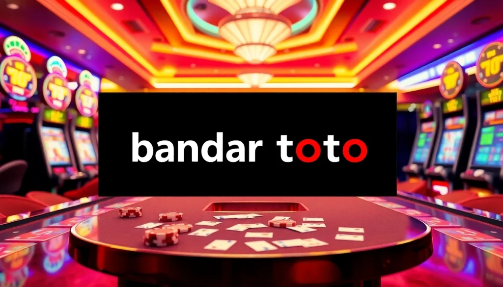 Menyajikan bandar toto dalam suasana kasino yang energetik dengan slot dan meja taruhan.