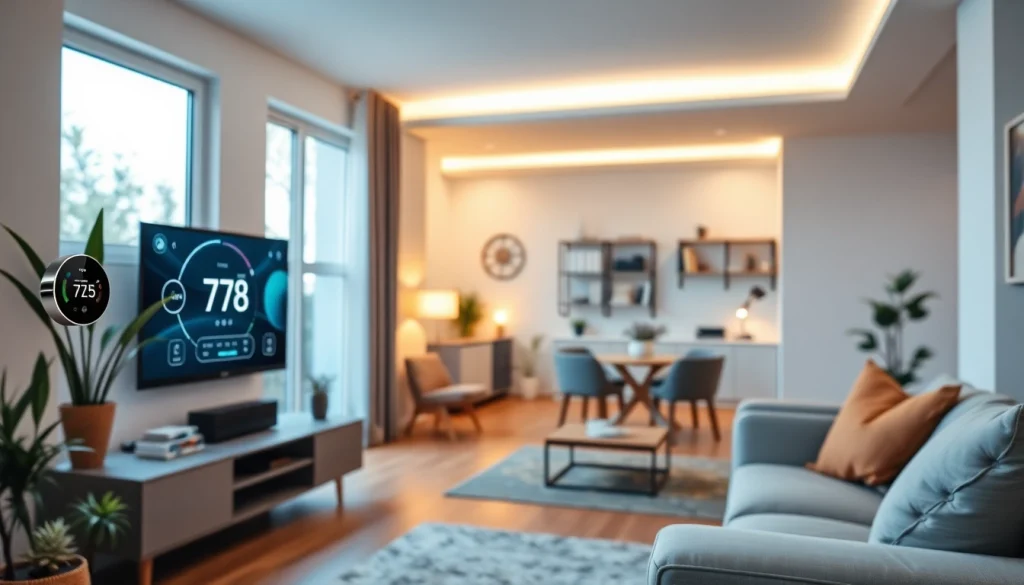 Showcasing Technology in a smart home environment with modern automated systems.