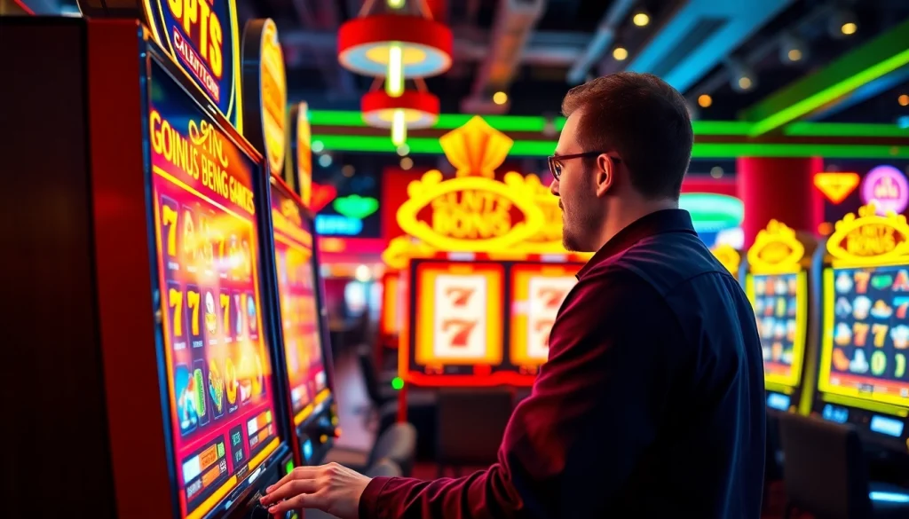 Menghadirkan suasana slot gacor hari ini yang mengasyikkan dengan mesin slot berwarna cerah.