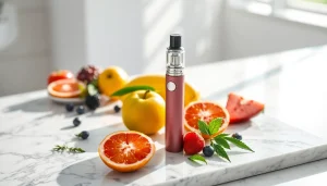 Genießen Sie die elf bar elfa in einer stilvollen Präsentation mit frischen Früchten und Kräutern.