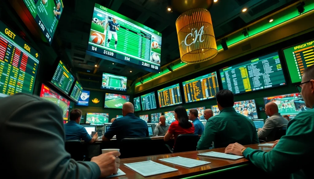 Taruhan bandar bola parlay slot dalam suasana seru di sebuah tempat judi.