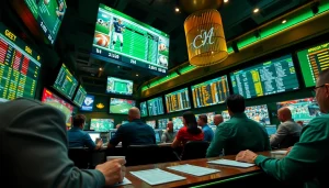 Taruhan bandar bola parlay slot dalam suasana seru di sebuah tempat judi.