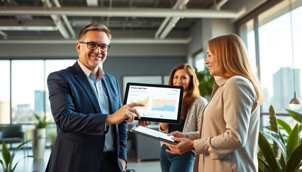 Highlighting wealth management San Antonio strategies with a financial advisor in a modern office.