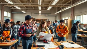 Students engaging in practical training at construction trade schools in Texas.