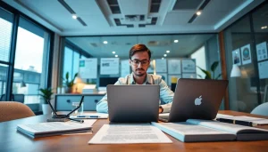 Certified translation service office scene emphasizing trust in tradução juramentada.