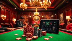 Gambling with sh bet at an elegant poker table featuring luxury chips and cards.
