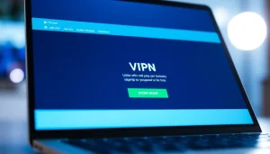 Download vpn free on this laptop screen showcasing easy setup and security features.