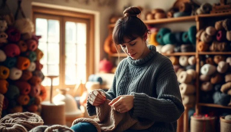 Crafting handmade garments at https://www.ound-ound.com in a cozy artisan workshop.