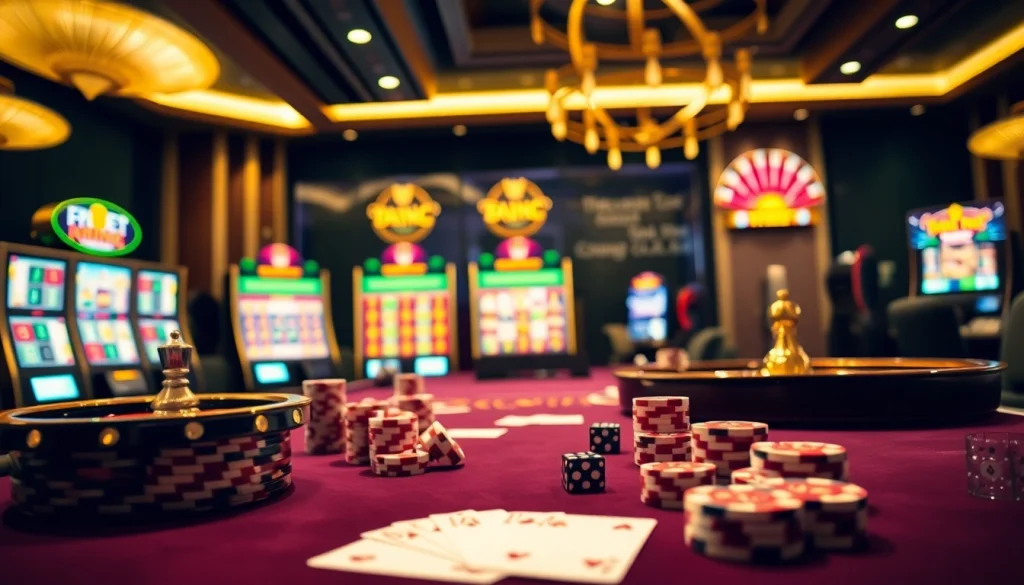 Gambling excitement at Nhà cái F8BET with vibrant casino tables and immersive online interfaces.