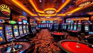 Experience the excitement of doaslot gaming amidst elegant slot machines and engaging players.