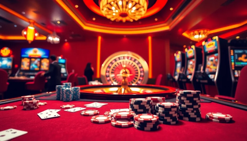 Engaging scene of players enjoying gambling excitement at i9bet casino tables.