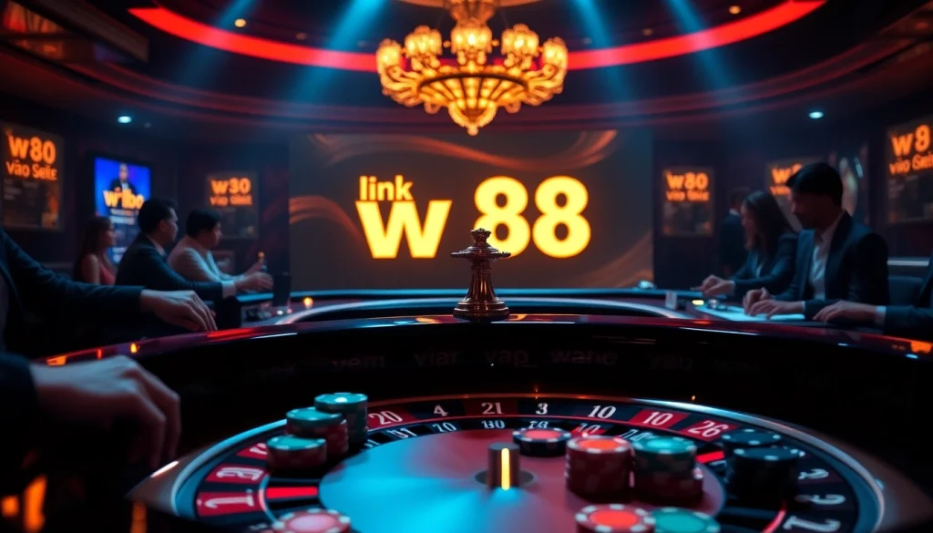 Engaging players at a roulette table experience the excitement of link vao w88 while placing bets.