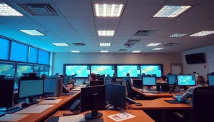 Trucking Dispatch Company coordinating logistics with experienced dispatchers in an efficient office setting.