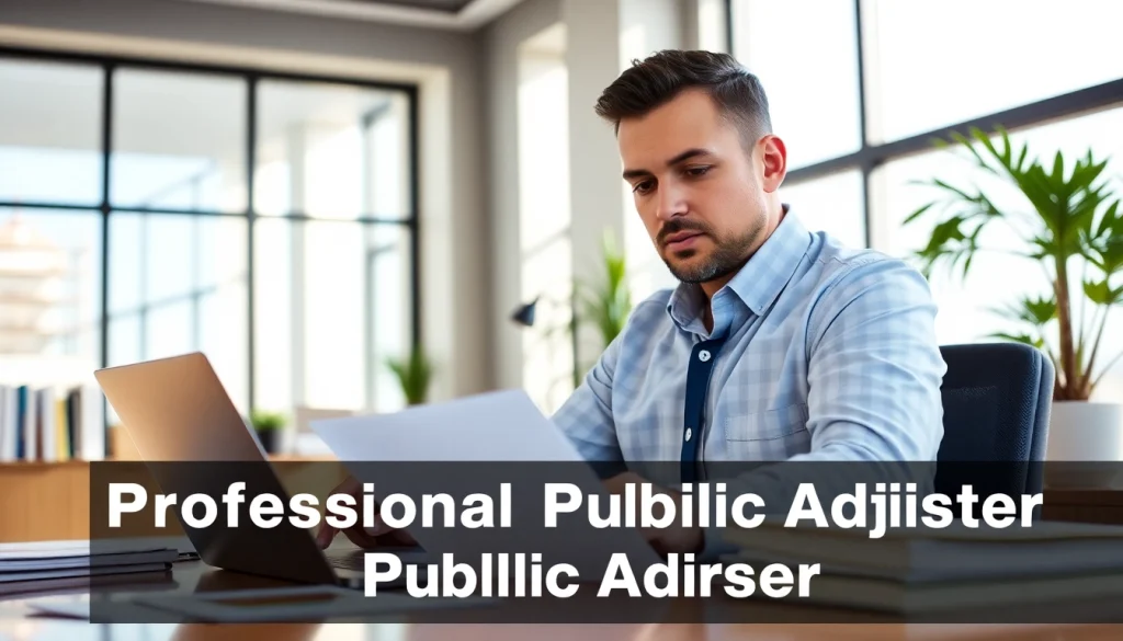 Florida Public Adjuster analyzing insurance claims in a bright, professional office setting.