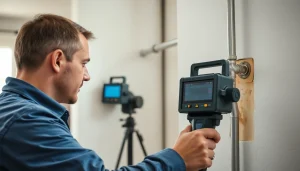 Water leak detection specialist inspecting pipes in a modern home environment