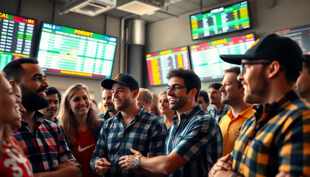 Experience sports betting California through diverse bettors enjoying live games and dynamic betting screens.