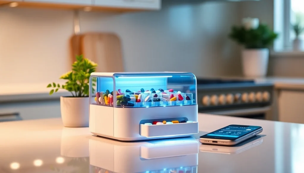 Automatic pill dispenser organized with medications and technology integration