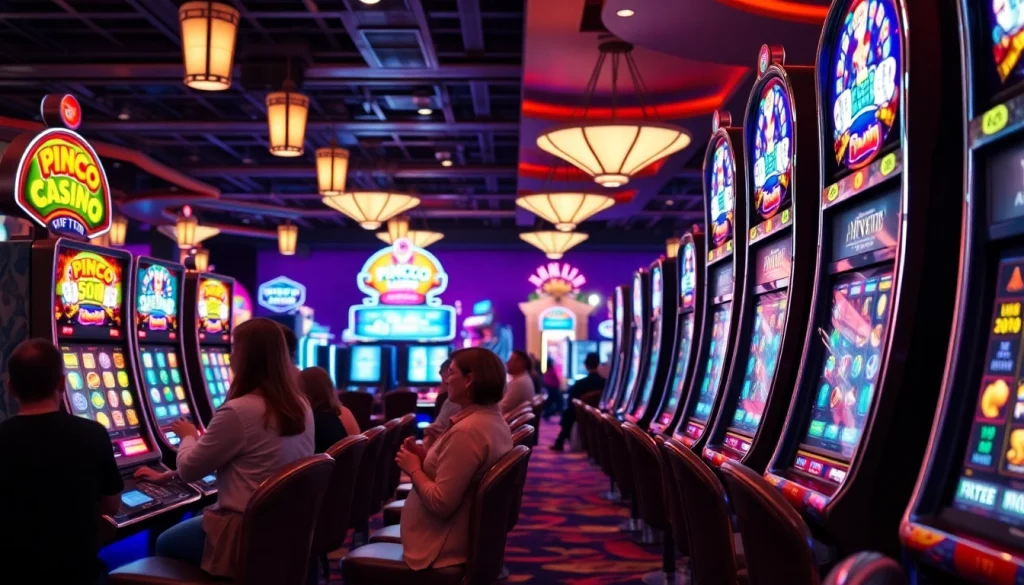 Pinco Casino slotlar machines showcase vibrant gameplay in an energetic setting.