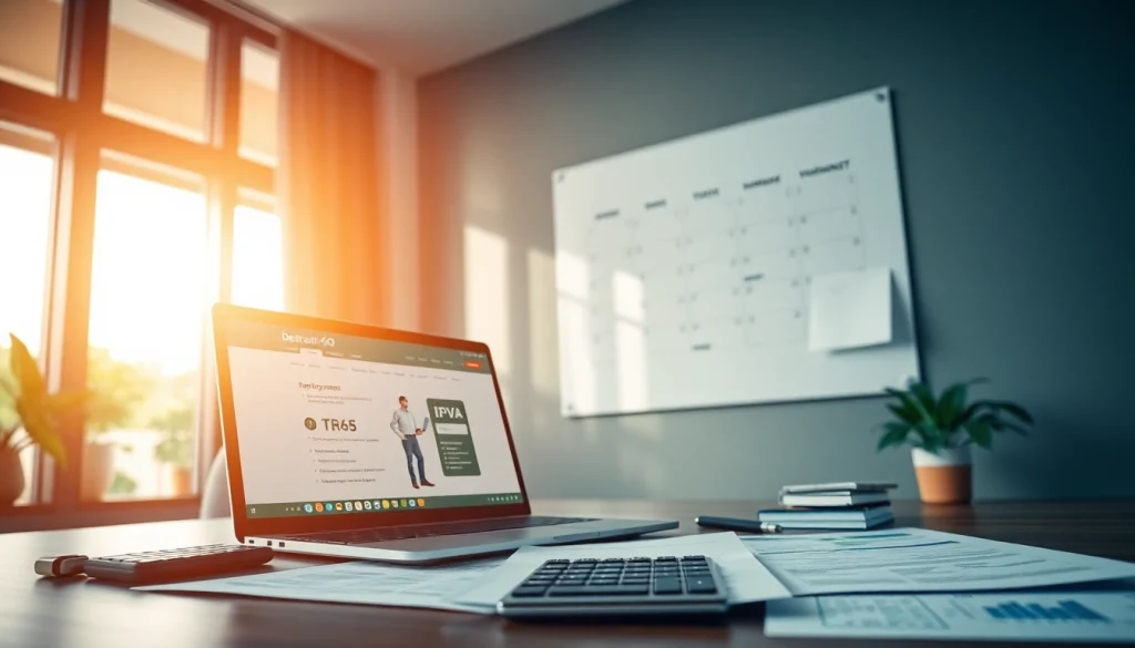 IPVA GO payment calendar for 2026 displayed in a modern office setting