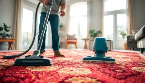 Expert carpet cleaners lincoln ca meticulously cleaning a vibrant area rug in a bright home.
