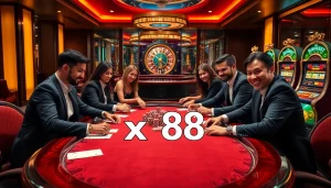 Engaged players at a high-stakes poker table during an exciting game of xx 88.