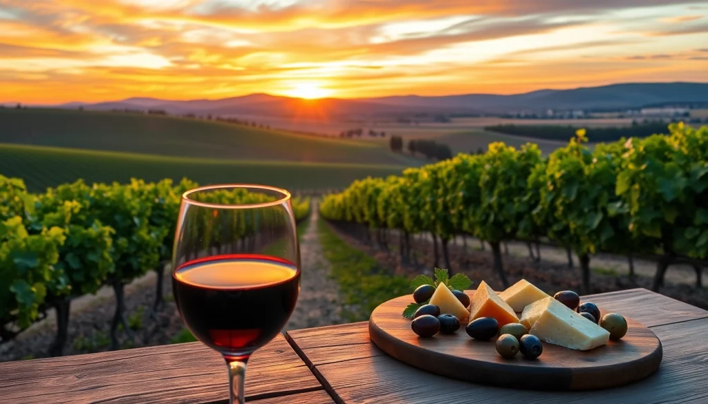 Experience the beauty of Sacramento Wineries with lush vineyards and sunset views.