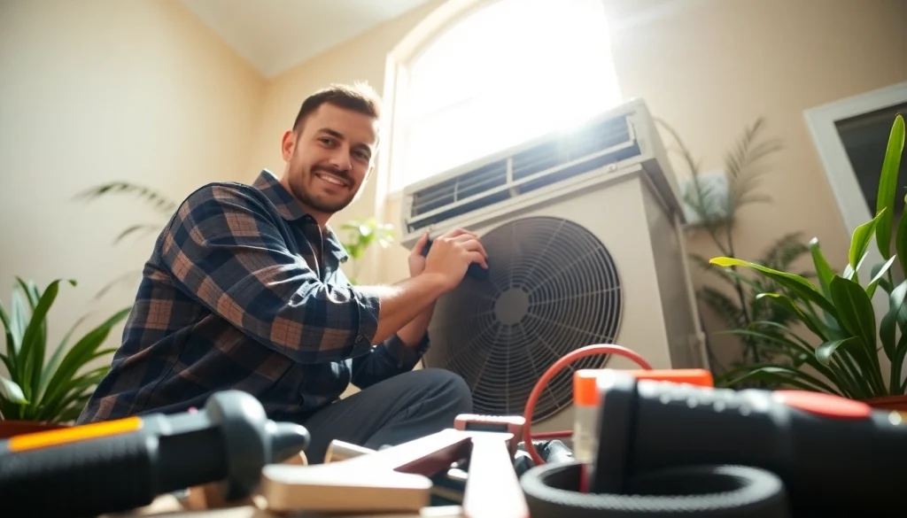 AC Repair Tampa FL technician servicing an air conditioning unit in a residential setting.