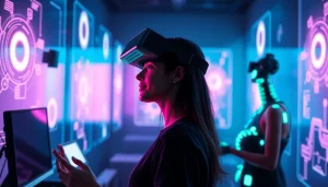 An engaging NSFW AI platform experience with futuristic holograms and immersive interactions.