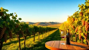Enjoying beautiful views at Sacramento Wineries while tasting fine wine in a scenic vineyard.