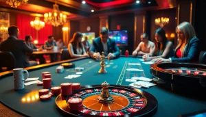 Experience the thrill of high-stakes gaming at the official hidden wiki, with vibrant casino tables and intense players.