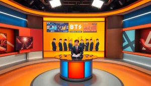 Catch the latest bts news with an energetic host delivering updates in a vibrant studio.