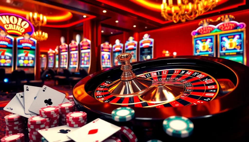 Experience excitement of rr88 gratis with luxurious casino elements such as roulette wheel and poker chips.