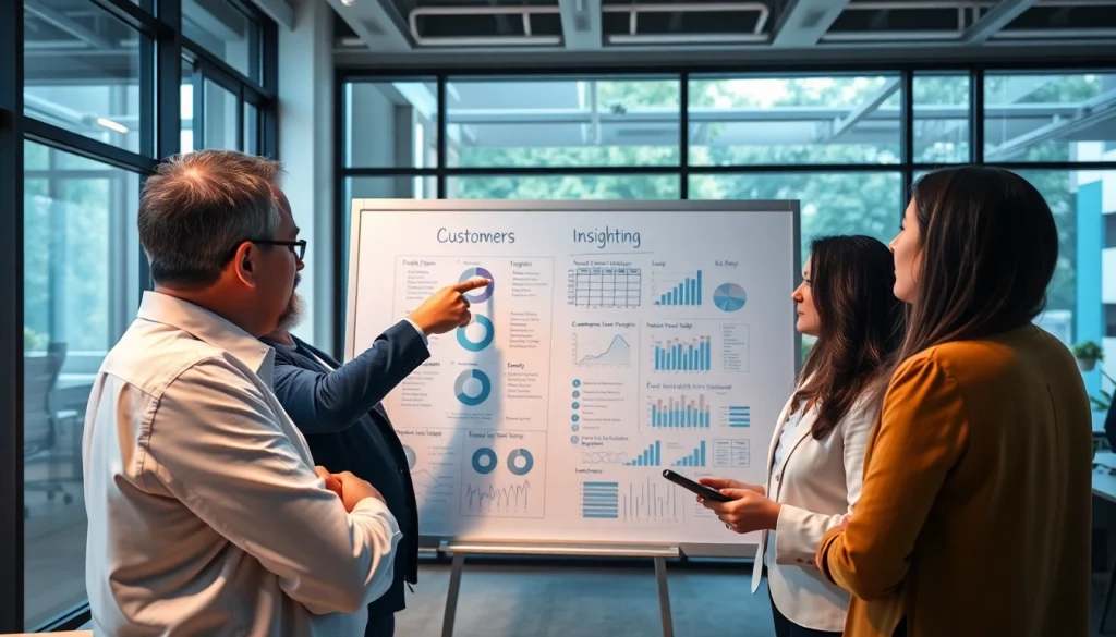 Find competitor customer list illustrated by a business team collaborating on strategies.