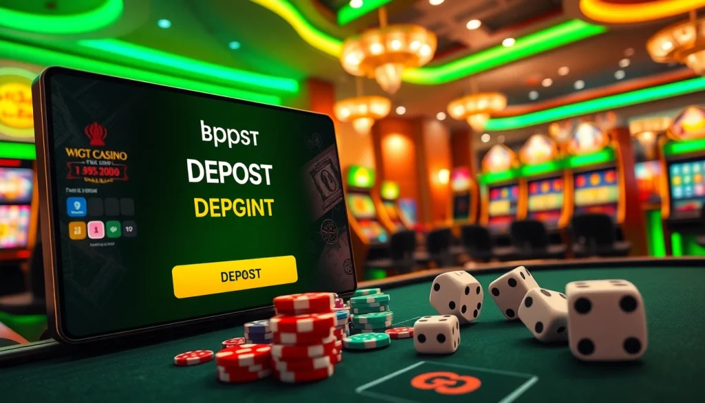 Berinteraksilah dengan situs deposit 5k di kasino online yang seru, menampilkan permainan yang penuh warna dan antarmuka digital.