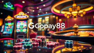Engage with Gopay88 in a vibrant casino scene showcasing online gaming excitement.