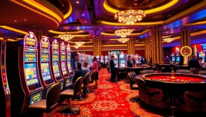 Pemain menikmati promosi slot bonus 100 di area mesin slot kasino yang semarak.