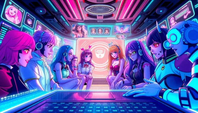 Engaging NSFW AI chat interface with diverse characters showcasing vibrant digital interactions.