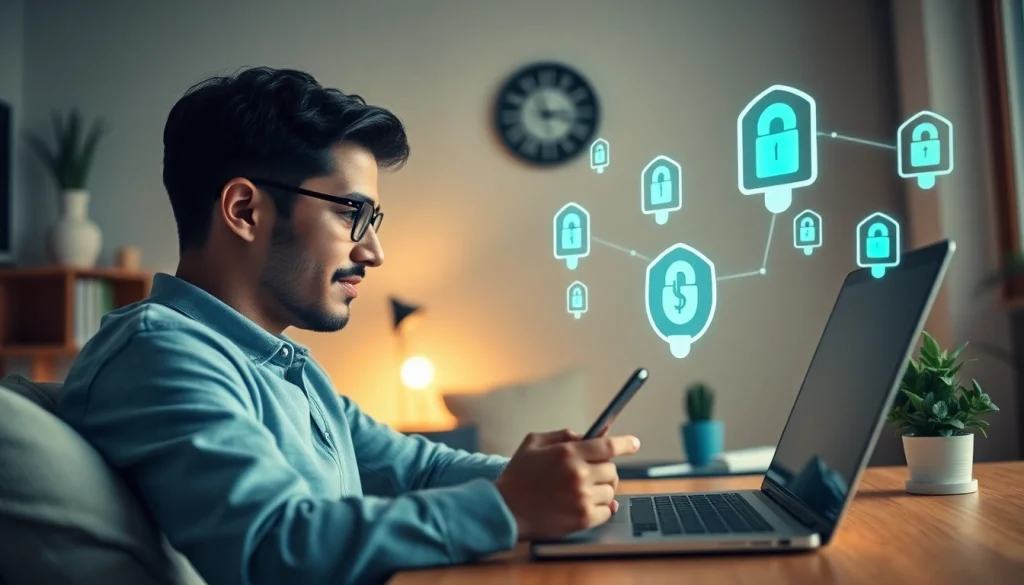 舒适家庭办公室中，快连在多设备上的 VPN 连接。