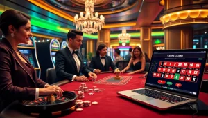 Découvrez l'excitation de trouver le meilleur casino en ligne avec des joueurs professionnels à une table de poker luxueuse.