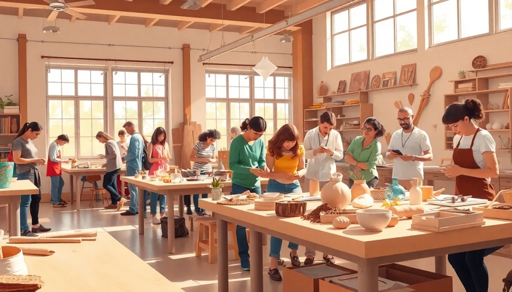 Engage in craft training programs with participants collaboratively creating unique projects.