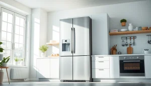 Discover stylish refrigerator sales options in a bright and modern kitchen setting.