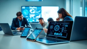 lokalne AI w zastosowaniach technologicznych w nowoczesnym biurze z badaczami.