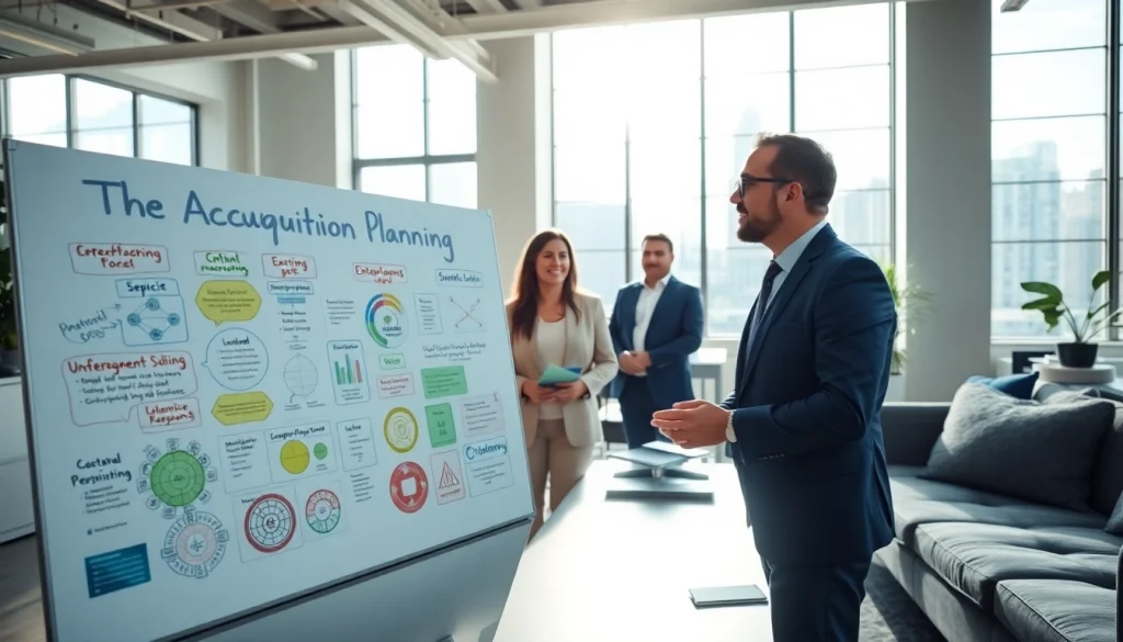 Strategic discussion on Acquisition Planning in a modern office environment with a diverse team.