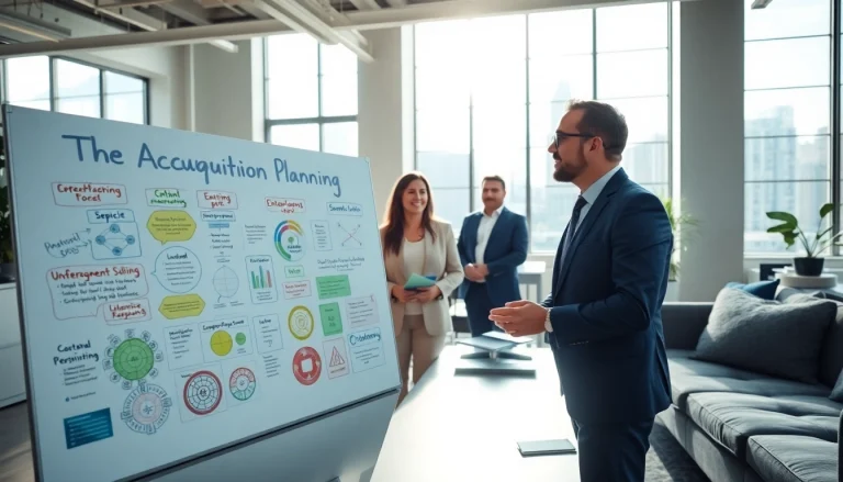 Strategic discussion on Acquisition Planning in a modern office environment with a diverse team.