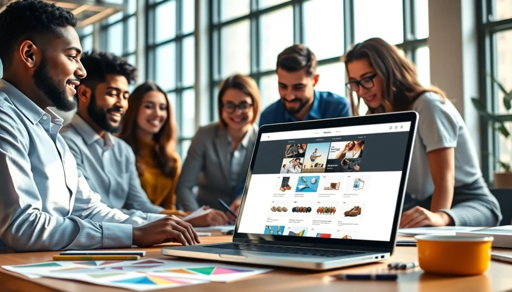 Engaging ecommerce website design essex showcased in a creative office setting with a diverse team.