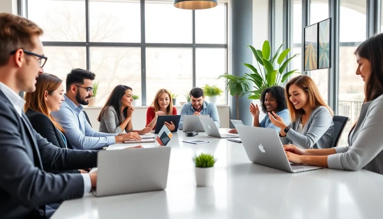 Team discussing ideas in a vibrant office, highlighting the wan in collaboration.