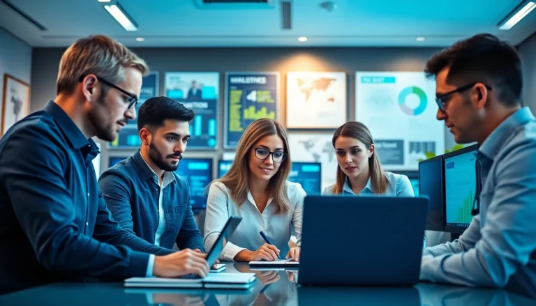 Managed IT services near me team working collaboratively in a modern office setting.