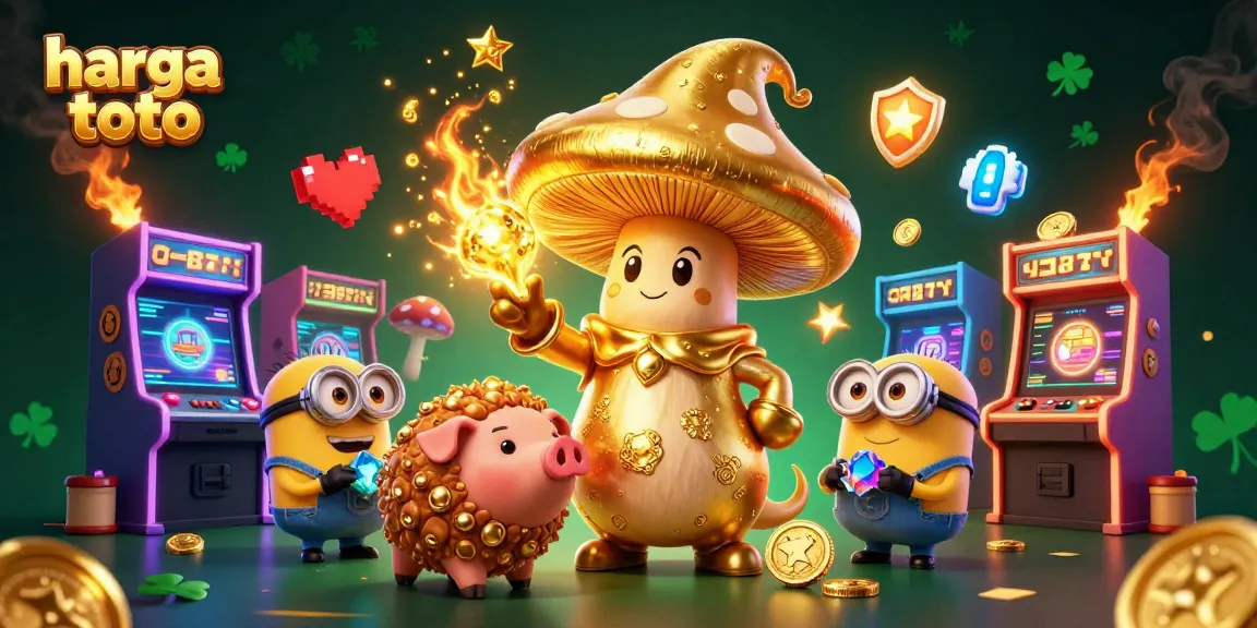 Play exciting games at harga toto with a magical golden wizard, treasure-hunting pig, and glowing casino elements.