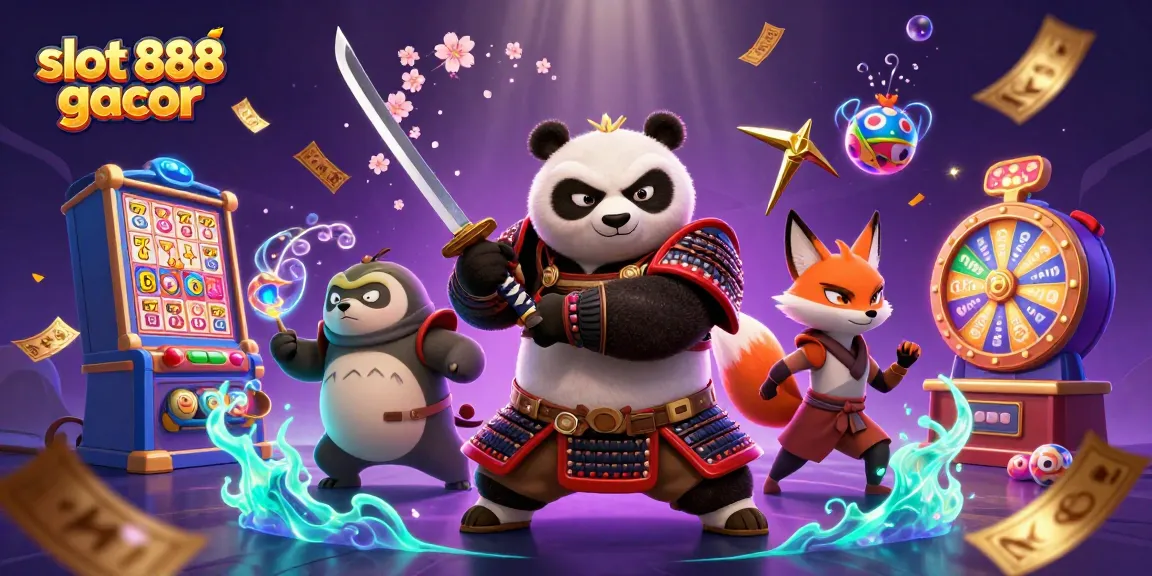 Experience win potential with slot 888 gacor in a vibrant casino scene featuring enchanting characters and dynamic elements.